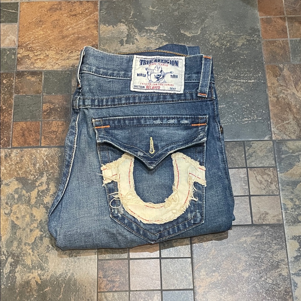 True Religion Mens Distressed Denim Jeans